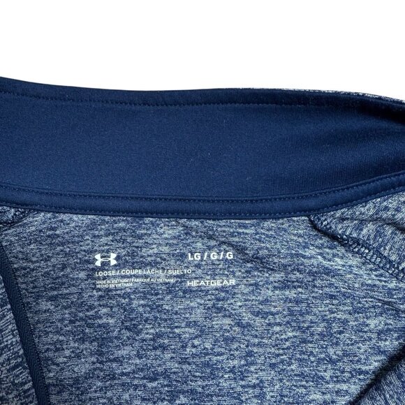 UNDER ARMOUR TECH 1/2 ZIP PULLOVER LOOSE FIT HEAT GEAR MENS L BLUE HEATHERED - Picture 3 of 7